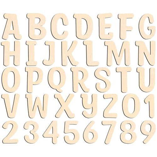 Focal20 Wooden Letters 4 Inch for Crafts Unfinished Wood Letters 4 inch and Numbers Set Small Wooden Alphabet Letters for DIY Painting Arts Home - WoodArtSupply