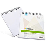 KINGART 8” x 10” Wire Bound Drawing Paper Pads, 70 lbs., Set of 2, (641-2) White KINGART