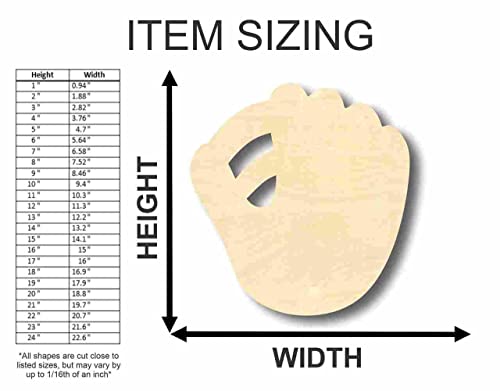 Unfinished Wood Baseball Mitt Shape - Sports - Kids Room Decor - up to 24" DIY 16" / 3/4" - WoodArtSupply