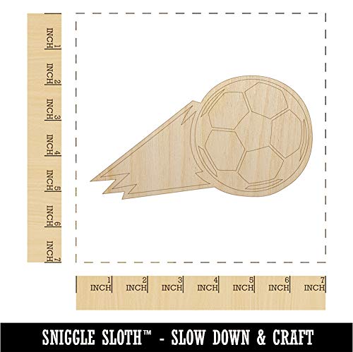 Soccer Ball Action Unfinished Wood Shape Piece Cutout for DIY Craft Projects - 1/4 Inch Thick - 6.25 Inch Size Sniggle Sloth