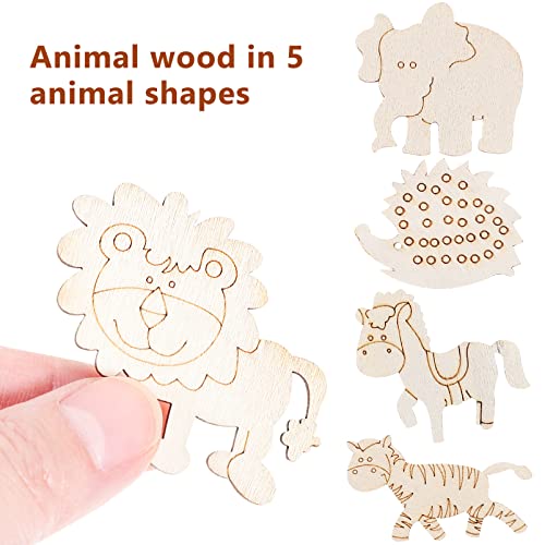 PRETYZOOM 100 Pcs Wooden Shapes Embellishments Animal Cutouts Wooden Shapes for Crafts Unfinished Wood Cutouts Animal for Crafts