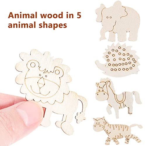 PRETYZOOM 100 Pcs Wooden Shapes Embellishments Animal Cutouts Wooden Shapes for Crafts Unfinished Wood Cutouts Animal for Crafts PRETYZOOM