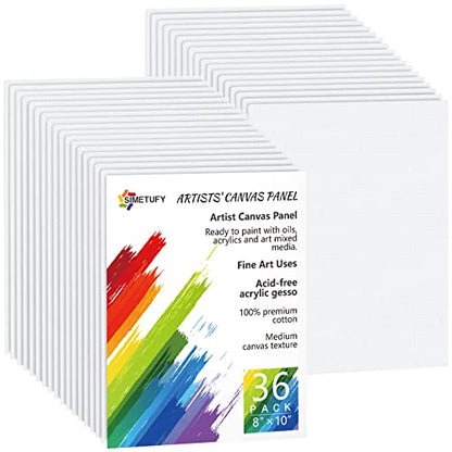 36 Pack 8x10 Inch Canvases for Painting, Blank Canvas Boards for Painting-Gesso Primed Acid-Free 100% Cotton Canvas Panels for Acrylics Oil - WoodArtSupply