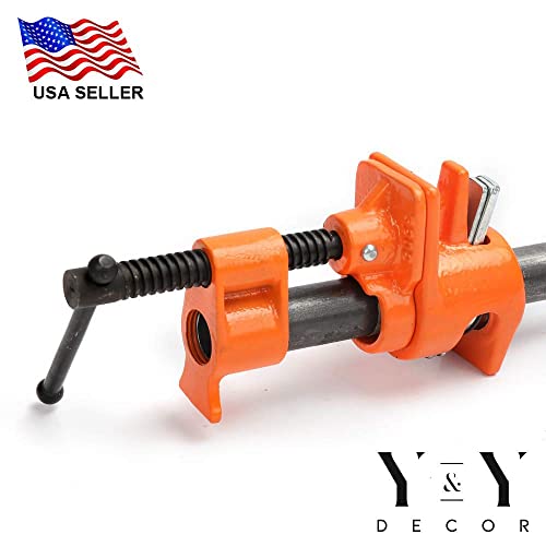 Y&Y Decor 4 PACK 1/2" Wood Gluing Pipe Clamp Set Heavy Duty PRO Woodworking Cast Iron Y&Y Decor