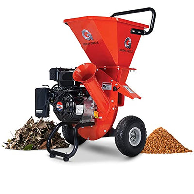 GreatCircleUSA Wood Chipper Shredder Mulcher Heavy Duty Gas Powered 3 in 1 Multi-Function 3" Inch Max Wood Diameter Capacity EPA/CARB Certified Aids