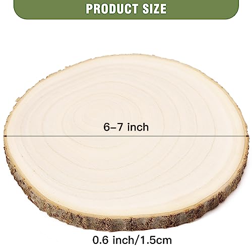 Pllieay 8Pcs 6-7 Inch Wood Slices, Natural Wood Slices for Centerpieces Large Unfinished Round Wood Pieces for Ornaments, Wood Circles for Wedding, - WoodArtSupply