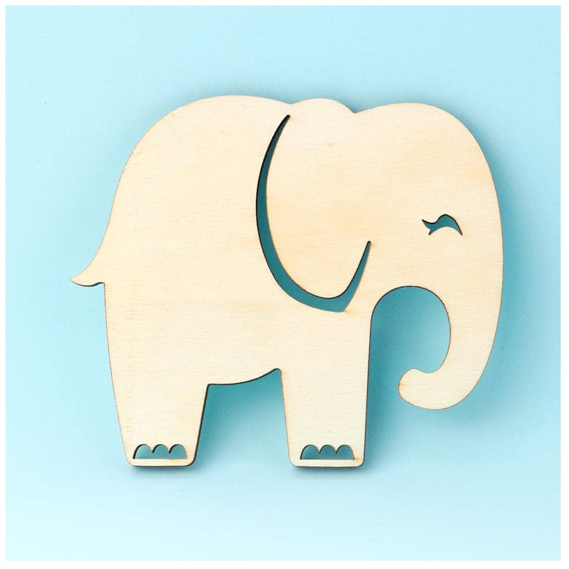 Pack of 24 Unfinished Wood Elephant Cutouts by Factory Direct Craft - Blank Elephant Wooden DIY Shapes for Scouts, Camps, Vacation Bible School, & Factory Direct Craft