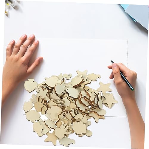 COHEALI 200 Pcs Crafts for Kids Unpainted Wood Disc Nautical Wood Shapes Unfinished Wood Slices Seahorse Cutout Shapes Woodsy Decor Ocean Decor Craft COHEALI