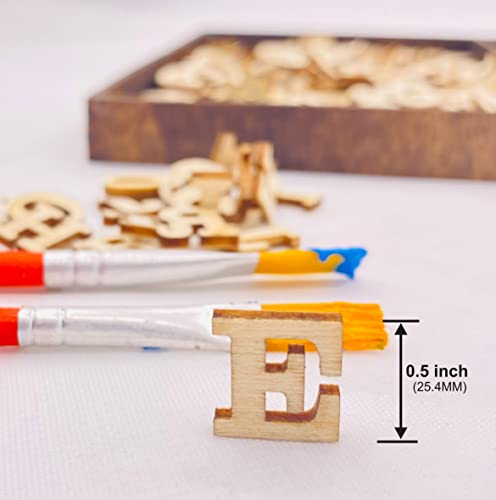592 Pieces 1/2 Inch Mini Wooden Alphabet Letters and Unfinished Wood Numbers with Rustic Storage Tray for Scrapbooking DIY Crafts Homemade Gifts Cregugua