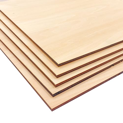 5 Pack Unfinished Basswood Sheet 12x16x3/16 Inch Thick Plywood Board Wooden Rectangle Panels for Lasercuting Burning DIY Crafts Cregugua
