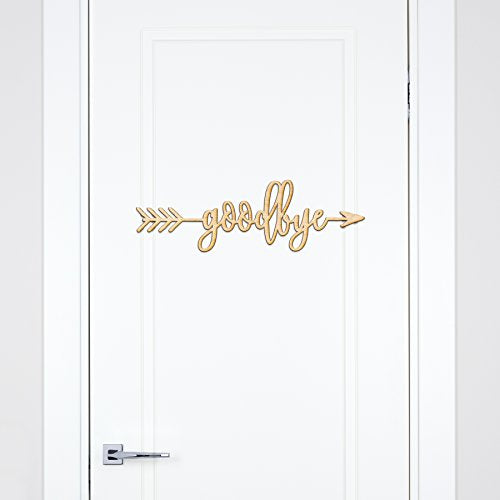 Goodbye Right Arrow Wood Sign Home Decor Wall Art Hanging Rustic Unfinished 12" x 4" Woodums