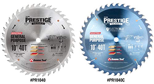 Amana Tool - PR1040C Electro-Blu Carbide Tipped Prestige General Purpose 10 Inch Dia 40T A Amana Tool