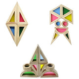 Agirlgle Wood Building Blocks Set for Kids 24 Pcs Rainbow Stacker Stacking Game Construction Toys Set Preschool Colorful Learning Educational Toys - Agirlgle