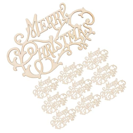 Milisten Merry Christmas Wooden Cutouts 10pcs Christmas Unfinished Signs Plaques Xmas Letter Pieces Slices for DIY Wreath Door Wall Hanging Milisten