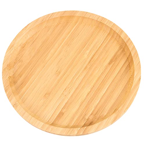 MUKCHAP 4 Packs 8 Inch Bamboo Plant Saucer, Round Bamboo Plant Pot Saucers Flower Pot Tray, Wood Plant Drip Saucer for 7 Inches Indoor Outdoor Plant - WoodArtSupply