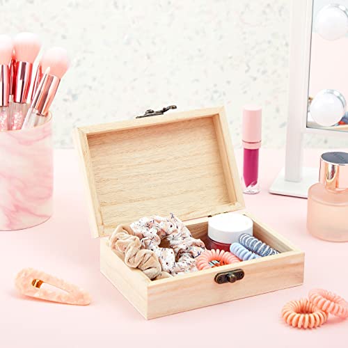 6 Pack Unfinished Wooden Boxes for Crafts with Hinged Lids and Front Clasps, 6x4x2 in for Jewelry, Crafts, Storage Juvale