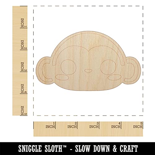 Charming Kawaii Chibi Monkey Face Blushing Cheeks Unfinished Wood Shape Piece Cutout for DIY Craft Projects - 1/8 Inch Thick - 4.70 Inch Size Sniggle Sloth