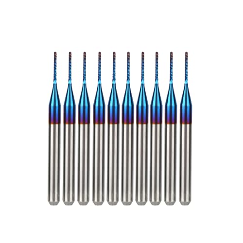 10pcs Tungsten Nose End Mill Blue Coated Spiral Router Bits Milling Machine Cutter Drill Bit CNC Rotary Burrs Set Tool(0.8mm) - WoodArtSupply