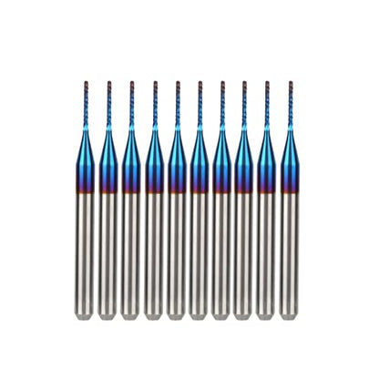 10pcs Tungsten Nose End Mill Blue Coated Spiral Router Bits Milling Machine Cutter Drill Bit CNC Rotary Burrs Set Tool(0.8mm) - WoodArtSupply