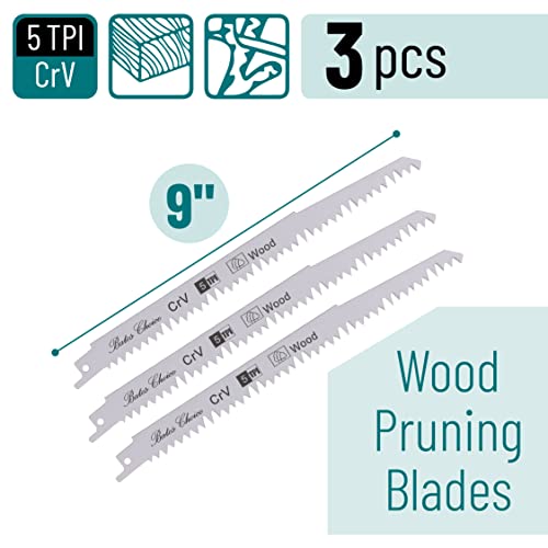 Bates- Wood Pruning Reciprocating Saw Blades, 9 Inch, 3 Pack, Sawzall Blades, Reciprocating Saw Blades, Sawzall Pruning Blades, Pruning Blade for - WoodArtSupply