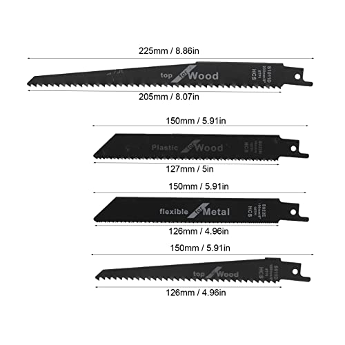 4Pcs Sabre Saw Blade Jigsaw Reciprocating Saw Blade Wood Sawing Blade Cutter Reciprocating Cutting Tool Set Kit for Wood Plastic Metal - WoodArtSupply