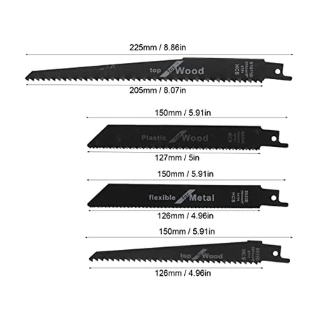 4Pcs Sabre Saw Blade Jigsaw Reciprocating Saw Blade Wood Sawing Blade Cutter Reciprocating Cutting Tool Set Kit for Wood Plastic Metal LiebeWH