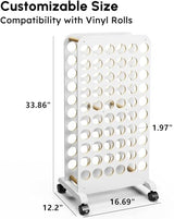 Crafit Mobile Vinyl Roll Holder, 60 Compartment Vinyl Storage Organizer with Locking Caster Wheels, Wooden Vinyl Roll Storage Cart Rack Craft Vinyl Crafit