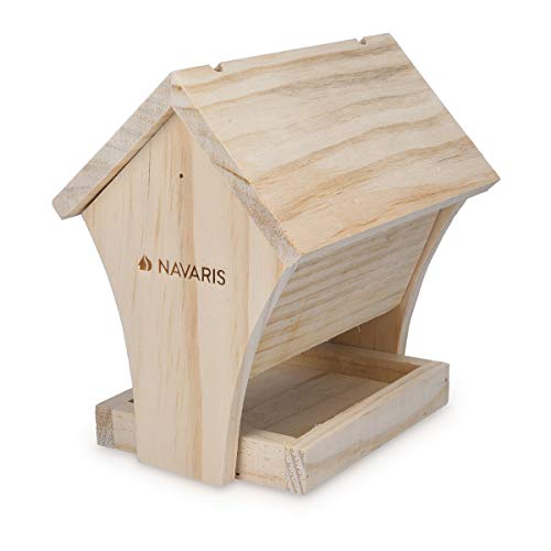 Navaris DIY Bird House Kit - 6.7" x 5.1" x 6.9" Build Your Own Wood Birdhouse Outdoor Garden Bird Table Feeder Box for Wild Birds, Sparrows and More Navaris