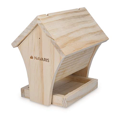 Navaris DIY Bird House Kit - 6.7" x 5.1" x 6.9" Build Your Own Wood Birdhouse Outdoor Garden Bird Table Feeder Box for Wild Birds, Sparrows and More