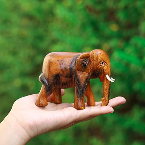 DUONGJAIS BRAND Good Luck Wooden Hand Carved Wooden Animals Statue, Sculpture Art Decorative Rustic Home Decor Accent Handmade Handcrafted DUONGJAIS BRAND