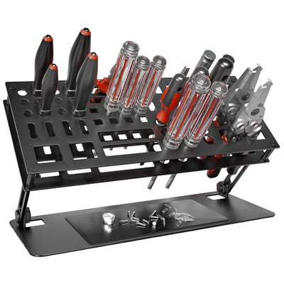 Vilaxing Screwdriver Organizer Holder Screwdriver Storage Rack for Desktop, Angle and Height Adjustable, Carbon Steel Tool Holder Shelf for rc Repair