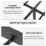 Industrial Grey Metal Queen Bed Frame with Rivet Headboard - SHA CERLIN SHA CERLIN