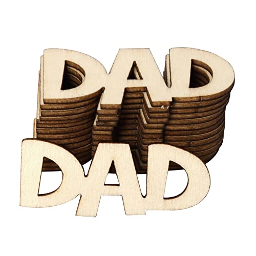 UUYYEO 30 Pcs Wooden DAD Letters Slices Cutouts Little DAD Wood Crafts Unfinished Wood Embellishments Ornaments for Father's Day Daddy's Birthday - WoodArtSupply