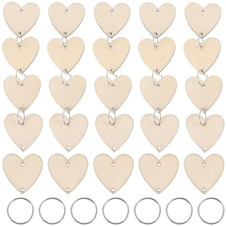 Amosfun Family Birthday Wooden Reminder Calendar Board Wall Hanging Plaque Board Wood Heart Tags with 50 PCS Iron Loops for Wedding Birthday Amosfun