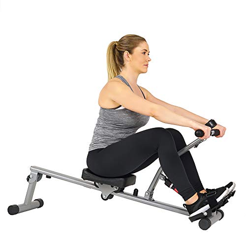 Sunny Health & Fitness SF-RW1205 Rowing Machine Rower with 12 Level Adjustable Resistance, Digital Monitor and 100 KG Max Weight - WoodArtSupply