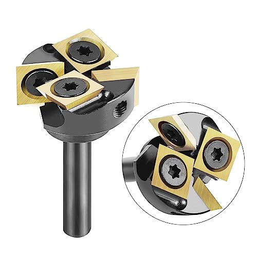 SpeTool Spoilboard Surfacing Router Bit Carbide Insert with ATS Coated 1 inch Cutting Diameter 1/4 Shank Diameter 2+2 Router Planner SpeTool