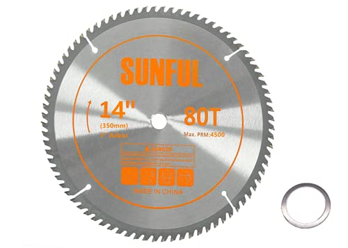 14 Inch Miter/Table Saw Blades 80T with 1 Inch Arbor Circular Saw Blade for Cutting Wood (14")