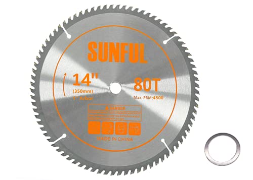 14 Inch Miter/Table Saw Blades 80T with 1 Inch Arbor Circular Saw Blade for Cutting Wood (14") - WoodArtSupply