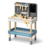 ROBOTIME Wooden Tool Bench for Kids Toy Play Workbench Workshop with Tools Set, Creative Wood Construction Tool Bench Toy for 3 4 5 Year Old Boys ROBOTIME