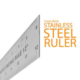 Stainless Steel Center Finding Ruler. Ideal for Woodworking, Metal Work, Construction and Around The Home (12" Ruler) Peachtree Woodworking Supply