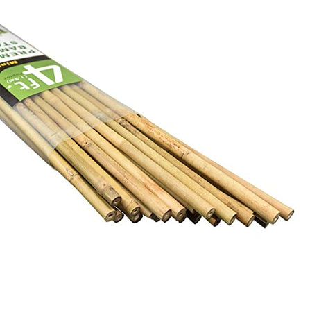 Mininfa Natural Bamboo Stakes 4 Feet, Eco-Friendly Garden Stakes, Plant Stakes Supports Climbing for Tomatoes, Trees, Beans, 25 Pack Mininfa