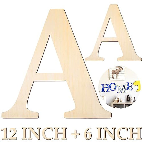 Large Wooden Letters 12 inch Wood Letters for Crafts Projects Small Wooden Letters 6 inch for Wall Decor Home Decor Birthday Party Wedding HEKOOLA
