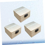 VILLCASE 3 Pcs square wooden chest wooden case with unfinished chest jewelry organizer tray wood Treasure Chest square wood case memory chest lock VILLCASE