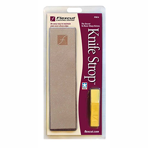 Flexcut PW14 Knife Strop, with 1 Ounce Bar of Flexcut Gold Polishing Compound, 8 X 2 Inch Leather Surface - WoodArtSupply