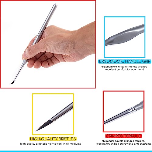 MEEDEN Miniature Paint Brush Set,15 Tiny Professional Fine Tip Detail Paint Brushes, Detailing Paintbrushes for Acrylic Watercolor Oil Painting- MEEDEN