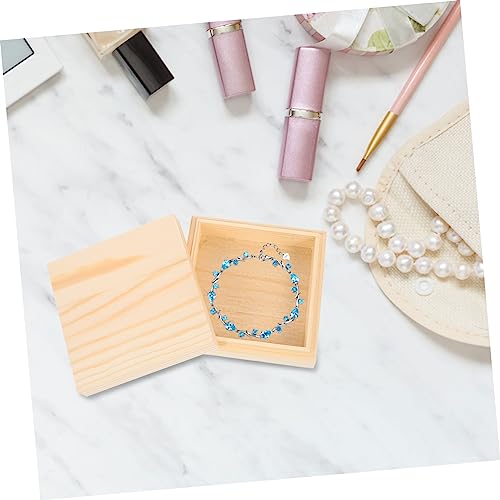 TEHAUX Wooden Box Unfinished Jewelry Holder Jewelry Case Countertop Canister Earring Showcase Unfinished Jewelry Organizer Retro Decor Decorative TEHAUX