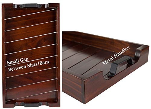 Bamboo Land- Large Wooden Serving Tray, 20”X12’’, Dark Brown, Bamboo Tray, Bamboo Serving Tray, Wooden Trays for Food, Bed Tray Decor, Drink Tray, BAMBOO LAND