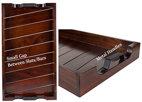 Bamboo Land- Large Wooden Serving Tray, 20”X12’’, Dark Brown, Bamboo Tray, Bamboo Serving Tray, Wooden Trays for Food, Bed Tray Decor, Drink Tray, BAMBOO LAND