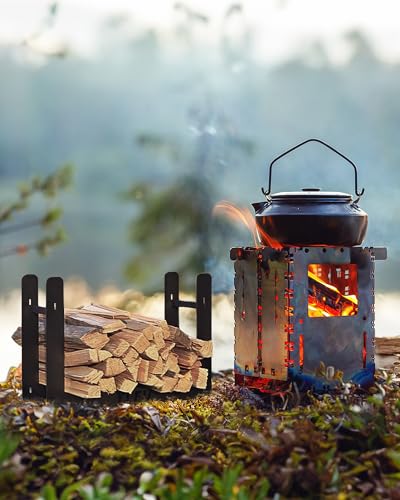 YEFU Mini Firewood Rack for Solo Mesa Stove Mesa XL, 12in Logs Holder for Outdoor Indoor Fireplace, Wood Lumber Storage Organizer, Carbon Steel Small YEFU