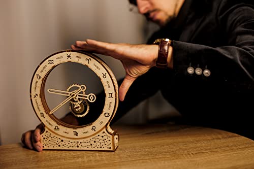 Wood Trick Zodiac Kinetic Clock 3D Wooden Puzzles for Adults and Kids to Build - Magic Mechanism Aesthetic Design - Model Kits for Adults - Wood Trick